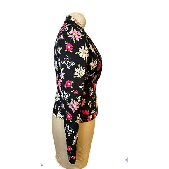 Casual Corner Blazer Floral Print Sz. 4 Lined Single Button Vibrant Vtg - Picture 7 of 10